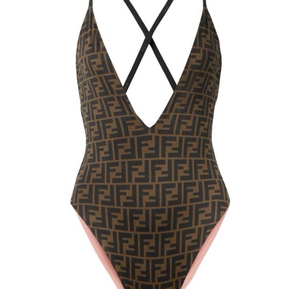 Fendi Brown FF Monogram One-Piece Swimsuit - Main Image